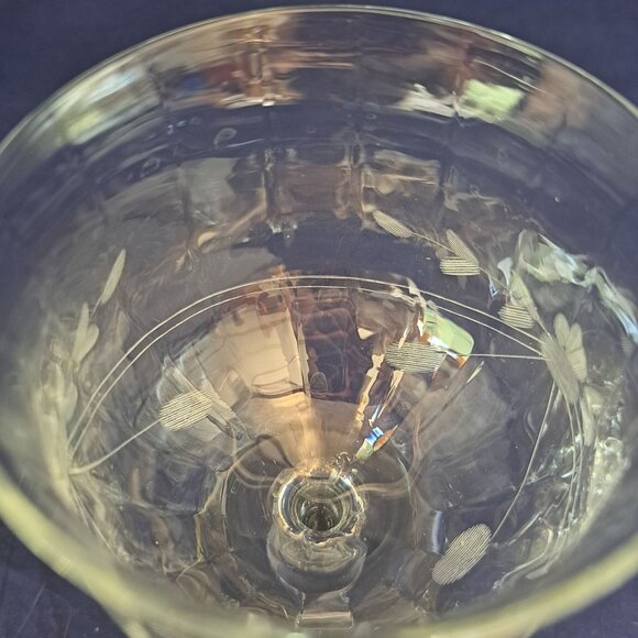 Vintage Etched Floral Clear Glass Goblet - Picture 7 of 10